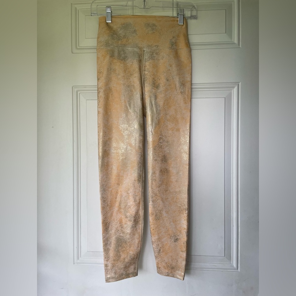 Carbon 38 Gold Metallic Splatter Leggings View 2